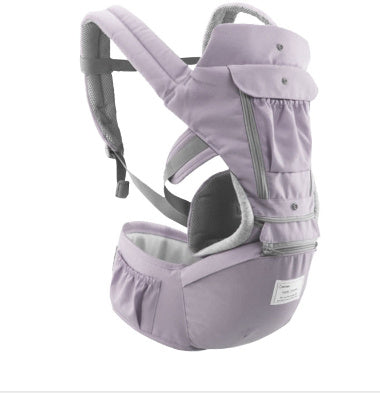 Purple baby carrier with gray accents on a white background