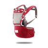 Red baby carrier with gray accents on a white background