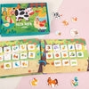 Children's Busy Book with farm-themed stickers on a pink background