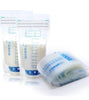 Roll and containers of breast milk storage bags on a white background