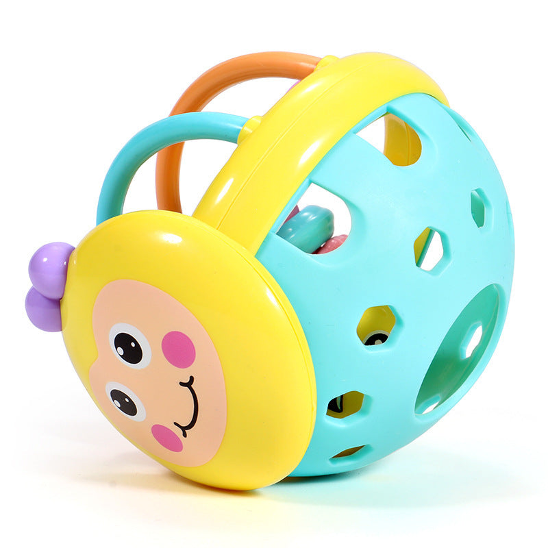 Colorful toy with a face on a white background