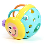Colorful toy with a face on a white background