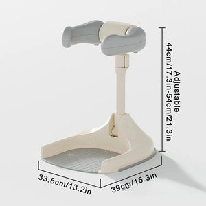 Adjustable stand with dimensions on a white background