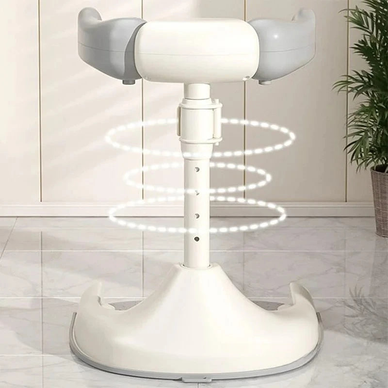 White swivel chair with LED lights on a tiled floor