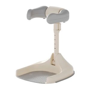 Beige and gray adjustable stand on a white background