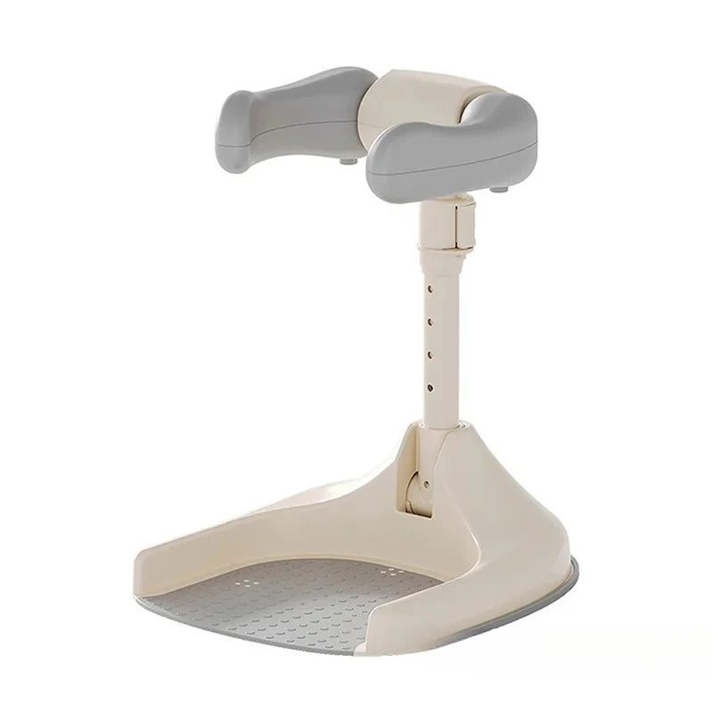 Beige and gray adjustable stand on a white background