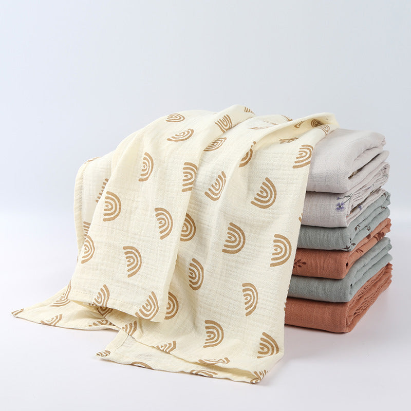Folded fabric with a pattern on a white background