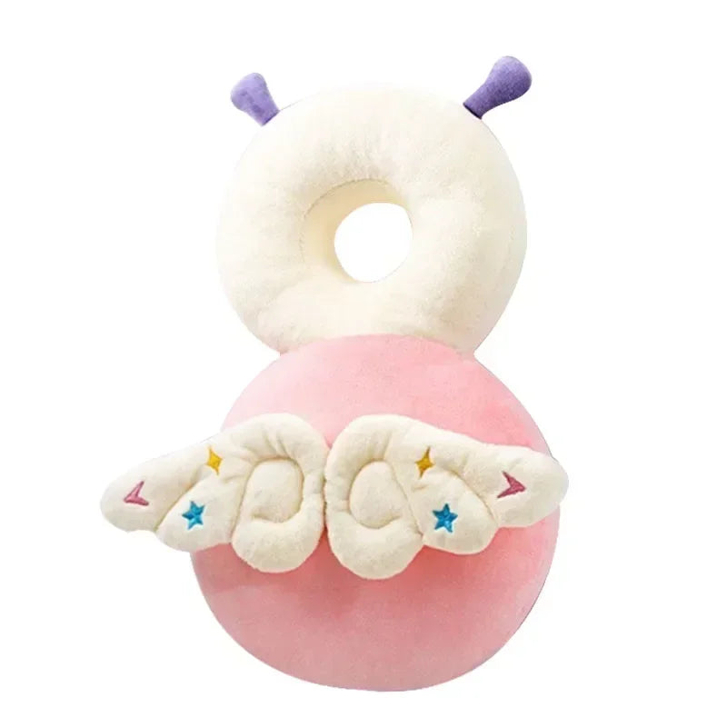Pink and white baby rattle with star design on a white background