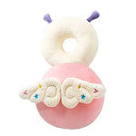 Pink and white baby rattle with star design on a white background