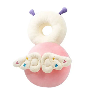 Pink and white baby rattle with star design on a white background