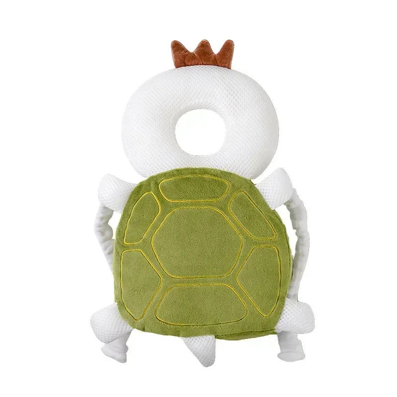 Toy turtle with a white head and green shell on a white background