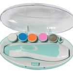 Portable nail polish kit with multiple colors and a lamp on a white background