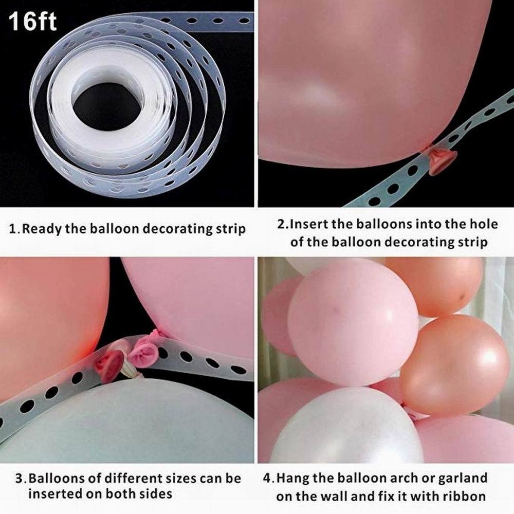 Instructions for using balloon decorating strip with balloons.