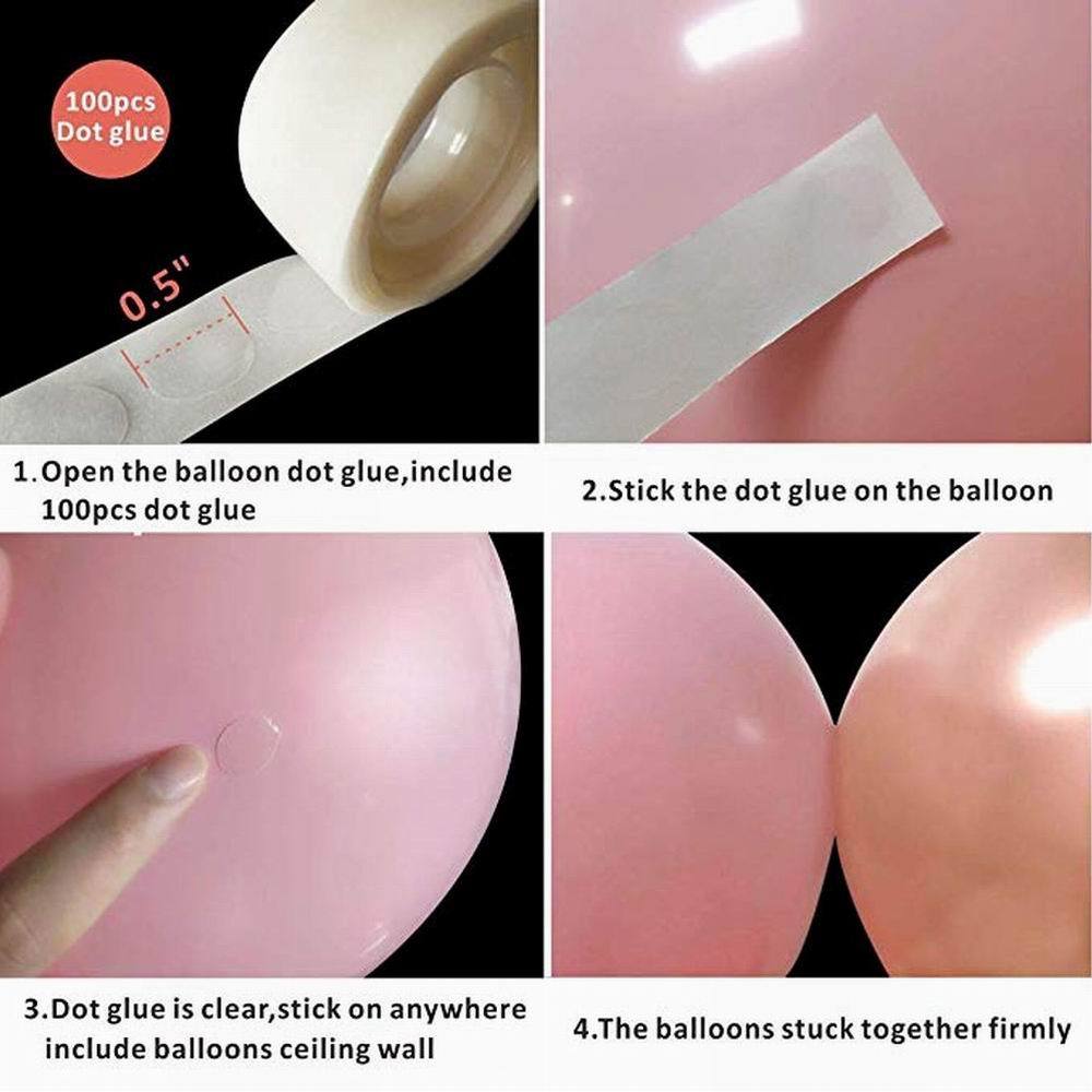 Instructions for using balloon dot glue with images of the product and application process.