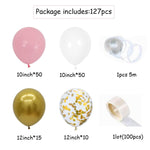 Set of balloons and accessories with quantities listed on a white background