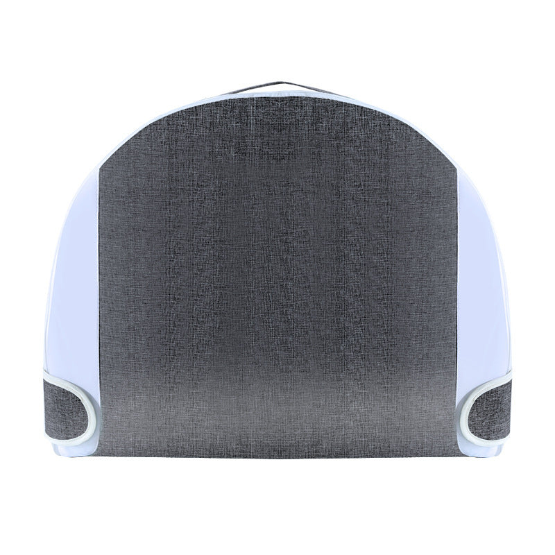 Gray and white chair backrest on a white background