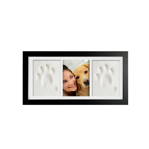 Memorial photo frame with white paw prints on a white background