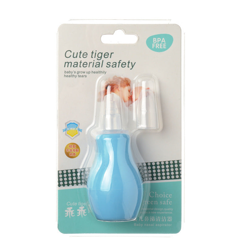 Blue baby bottle with packaging on a white background