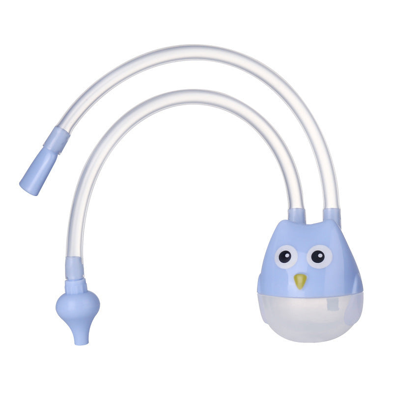 Blue owl-shaped吸鼻器 on a white background
