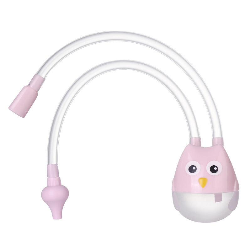 Pink and white baby toy with a flexible arm on a white background