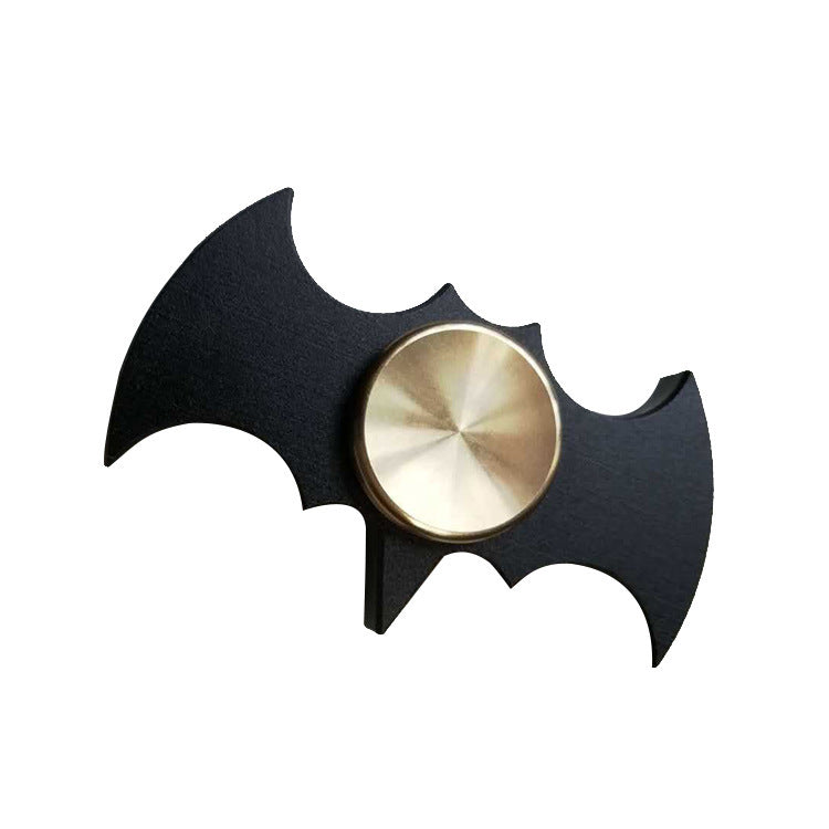 Fidget spinner with bat emblem design on a white background