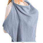 Blue baby carrier wrap draped over a mannequin on a white background