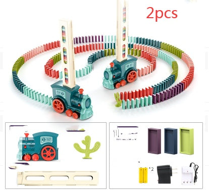Colorful wooden train set with accessories on a white background
