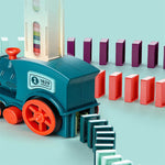Toy train with colorful blocks on a light blue background