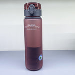 Brown water bottle with a gray cap on a white background