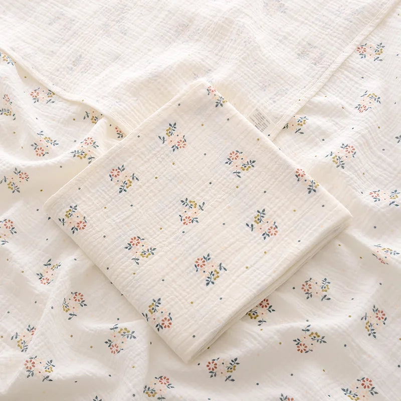 Floral patterned fabric with a quilted texture