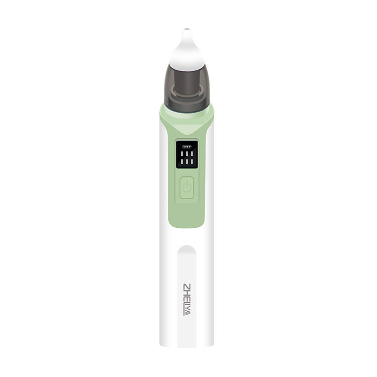 Electronic device with a green top and white body on a white background