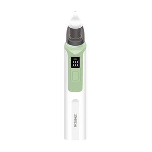 Electronic device with a green top and white body on a white background