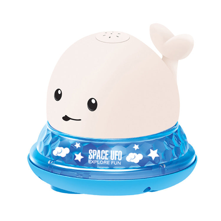 Toy with a whale design and blue base on a white background