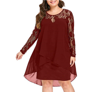 Red dress with lace sleeves on a white background