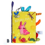 Children's soft book with colorful illustrations on a white background