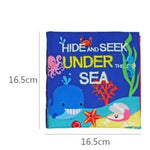 Children's book titled 'Hide and Seek Under the Sea' with colorful illustrations on a white background.