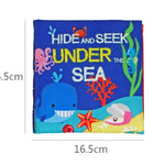 Children's book titled 'Hide and Seek Under the Sea' with colorful illustrations on a blue background.