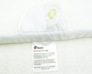Close-up of a Sozzy product label on a white background