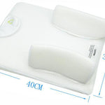 White pillow with measurements on a white background
