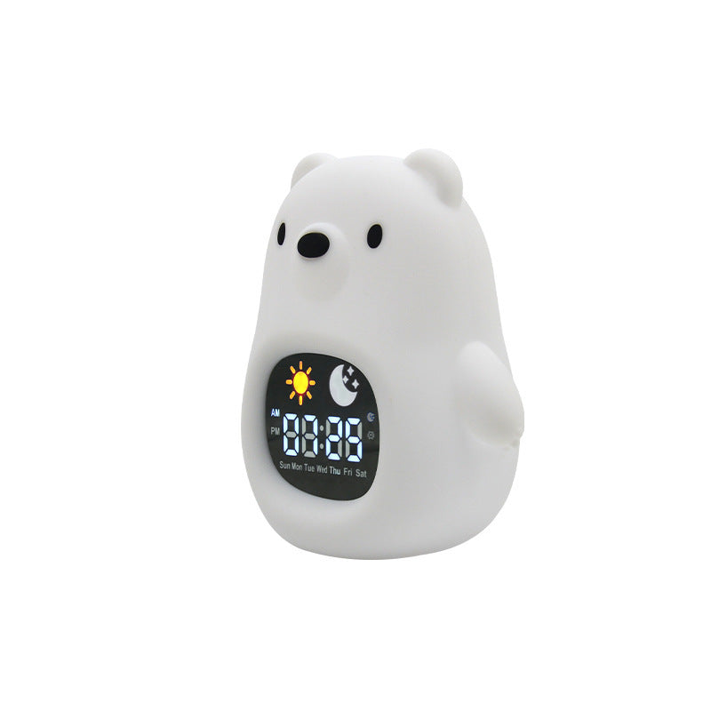 White bear-shaped digital clock on a white background
