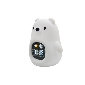 White bear-shaped digital clock on a white background