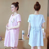 Two views of a woman wearing a pink dress and a light blue dress against a neutral background.