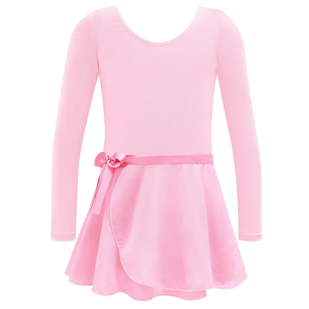 Pink dress with long sleeves and a belt on a white background