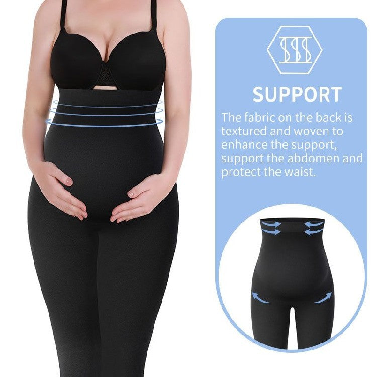 Black compression garment with text on support and fabric texture