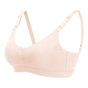 Beige bra on a white background