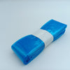 Roll of blue plastic bags with a white band on a light gray background