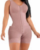 Pink body shaper worn by a model on a white background