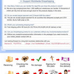 Dropshipping service information with contact details and process flow diagram.