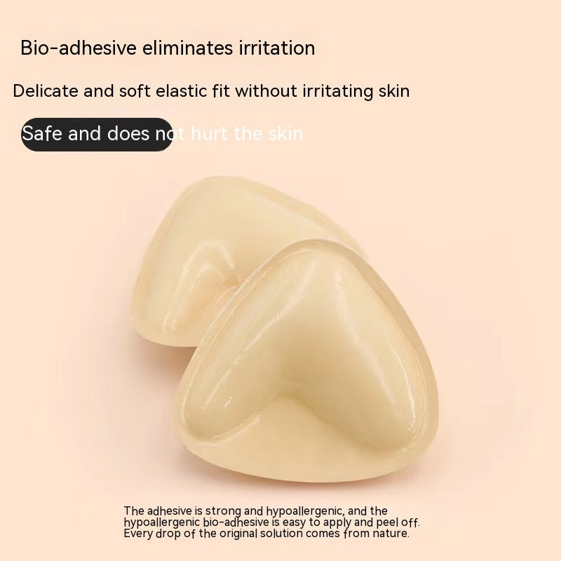 Bio-adhesive product on a beige background with text about its benefits.