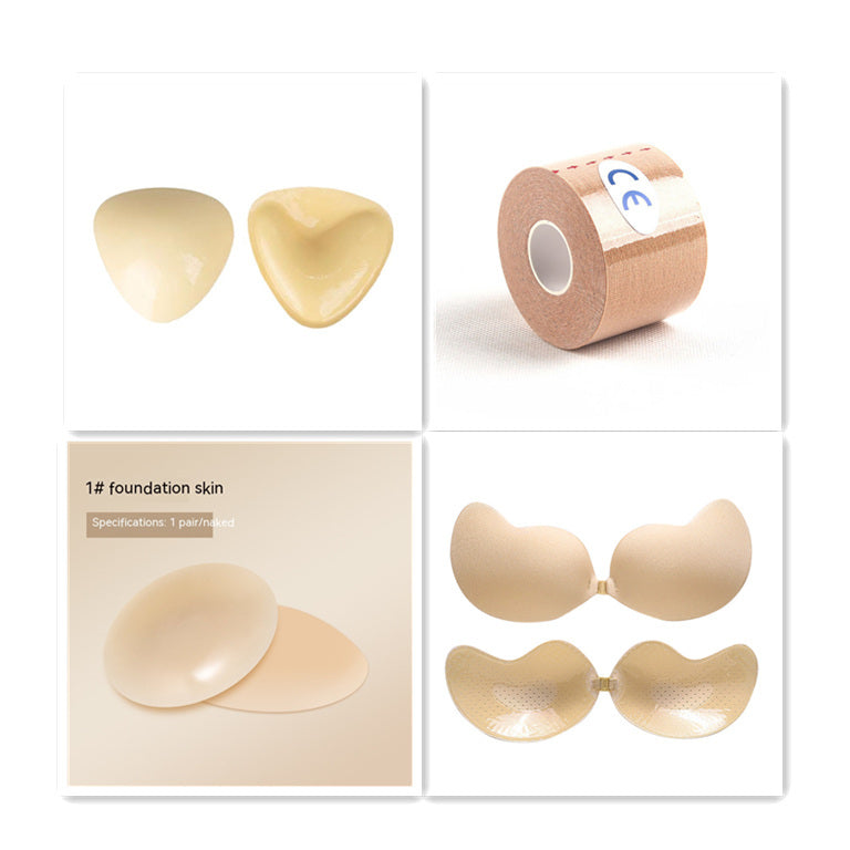 Set of beige adhesive patches with packaging on a white background